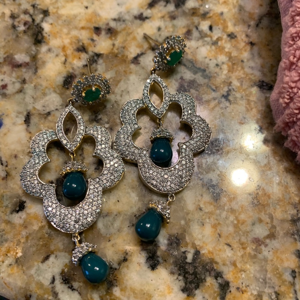 Bollywood inspired emerald earrings